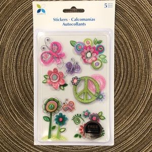 Momenta Dimensional Stickers - Flowers Peace Butterfly